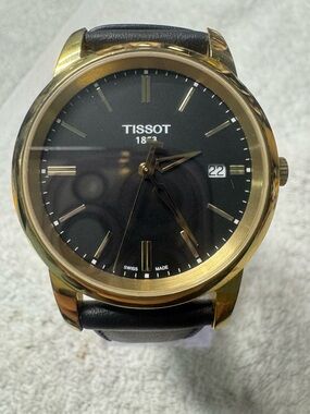 Tissot Black Dial Gold-Tone Case Men's Watch